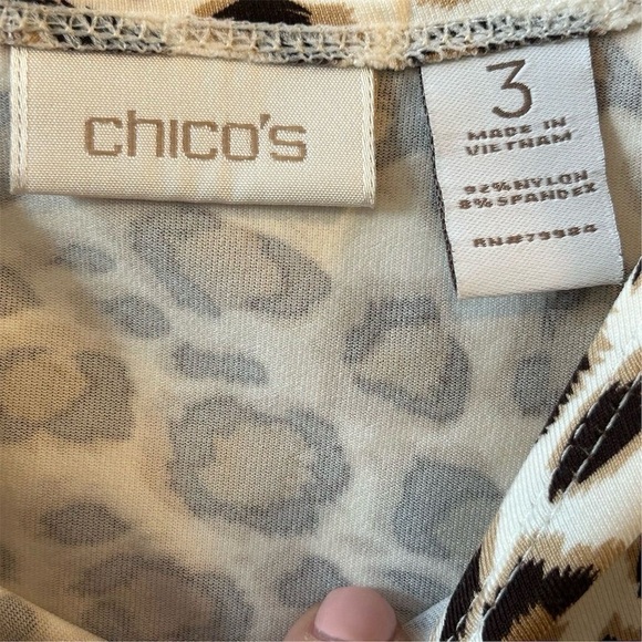 Chicos Travelers Animal Print Leopard Round Neck Tank Top Womens 1 Medium - Picture 4 of 9